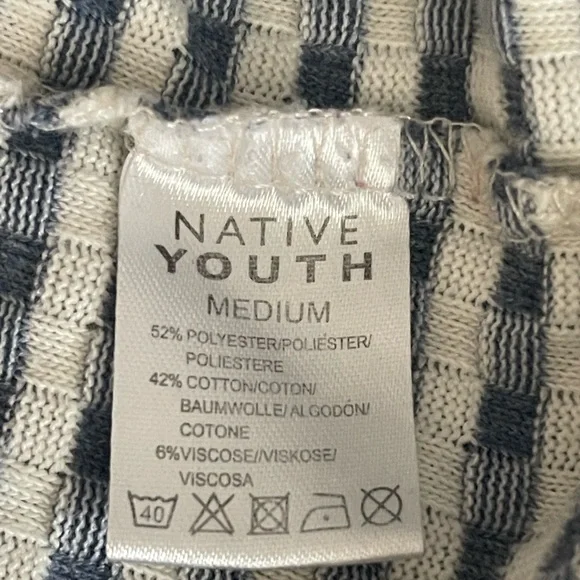 Native Youth Blue/White Gingham Unisex T Shirt M - Picture 7 of 9